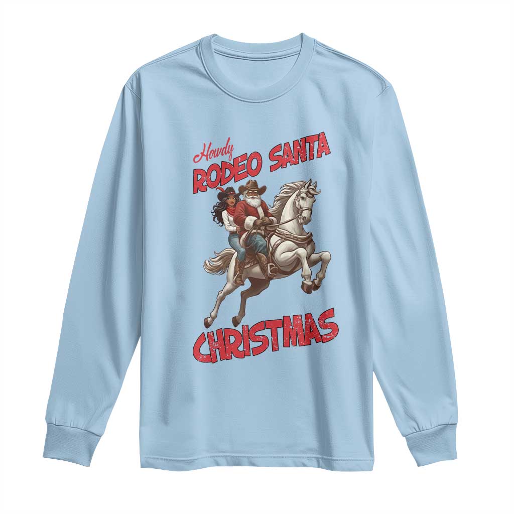 Black Cowboy Santa Christmas Long Sleeve Shirt African American Western TS14 Light Blue Print Your Wear
