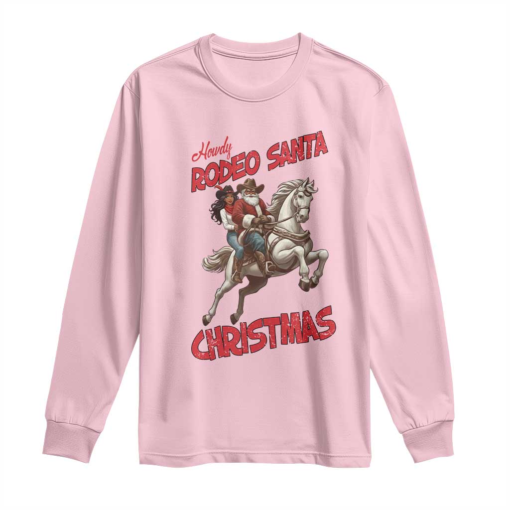 Black Cowboy Santa Christmas Long Sleeve Shirt African American Western TS14 Light Pink Print Your Wear