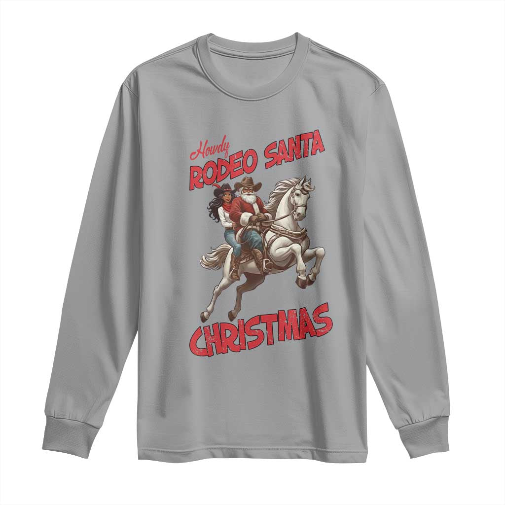 Black Cowboy Santa Christmas Long Sleeve Shirt African American Western - Print Your Wear