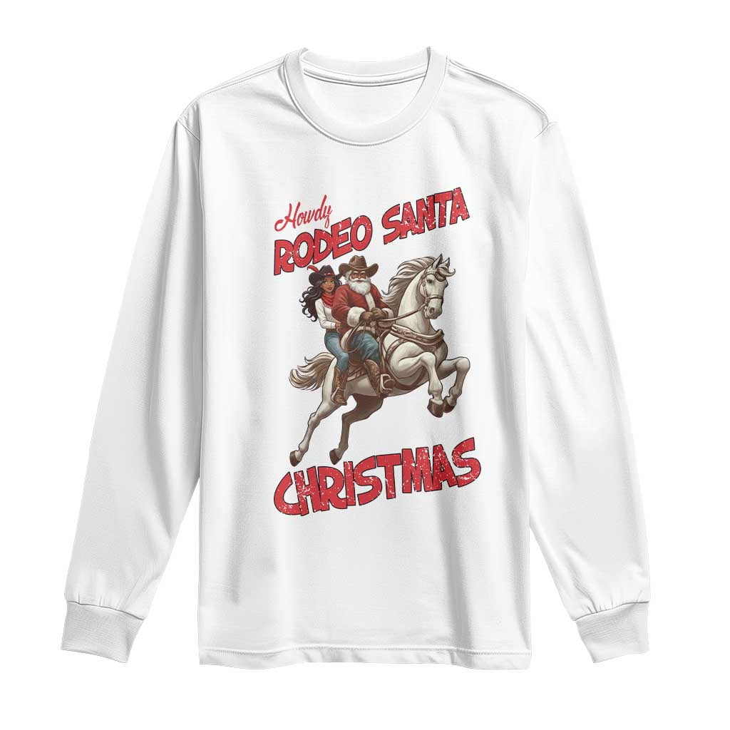 Black Cowboy Santa Christmas Long Sleeve Shirt African American Western - Print Your Wear