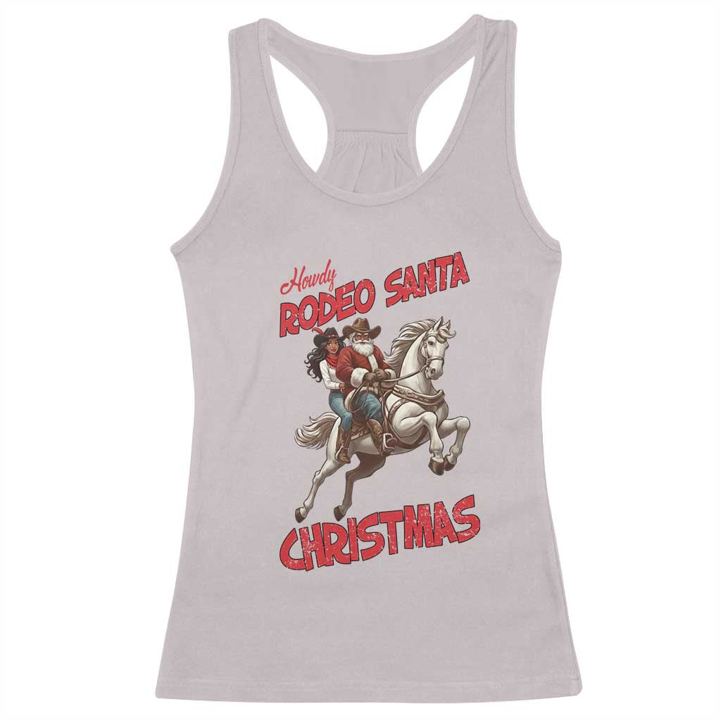 Black Cowboy Santa Christmas Racerback Tank Top African American Western TS14 Ice Gray Print Your Wear