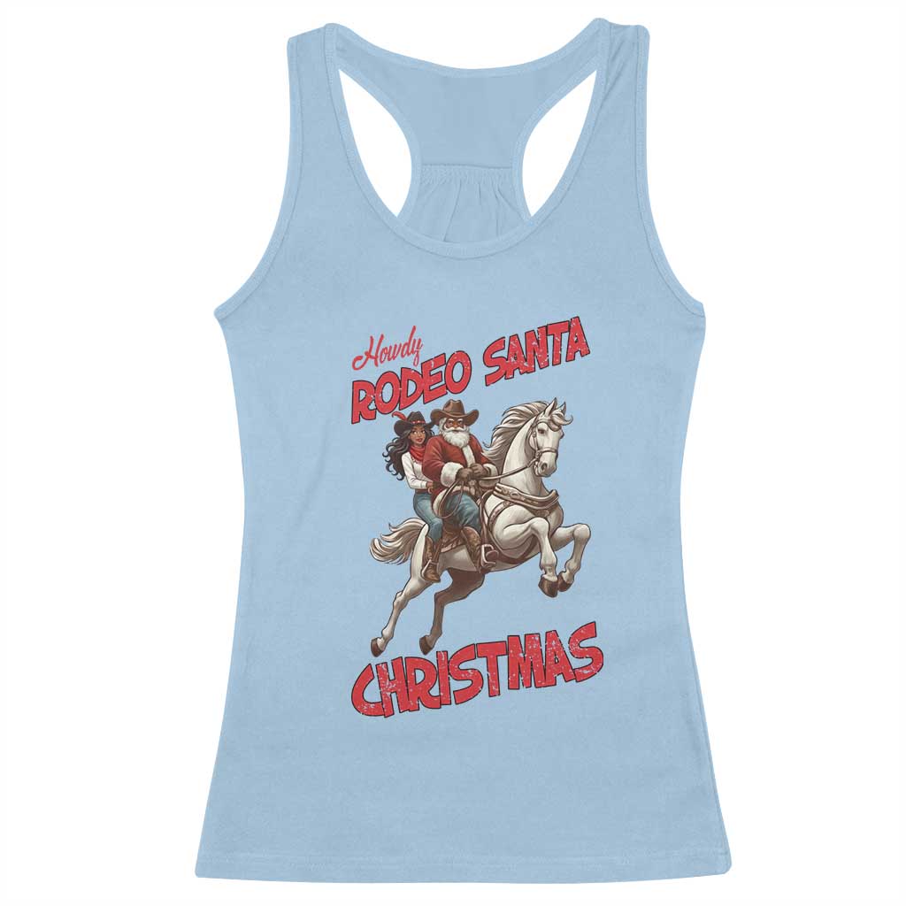 Black Cowboy Santa Christmas Racerback Tank Top African American Western TS14 Light Blue Print Your Wear
