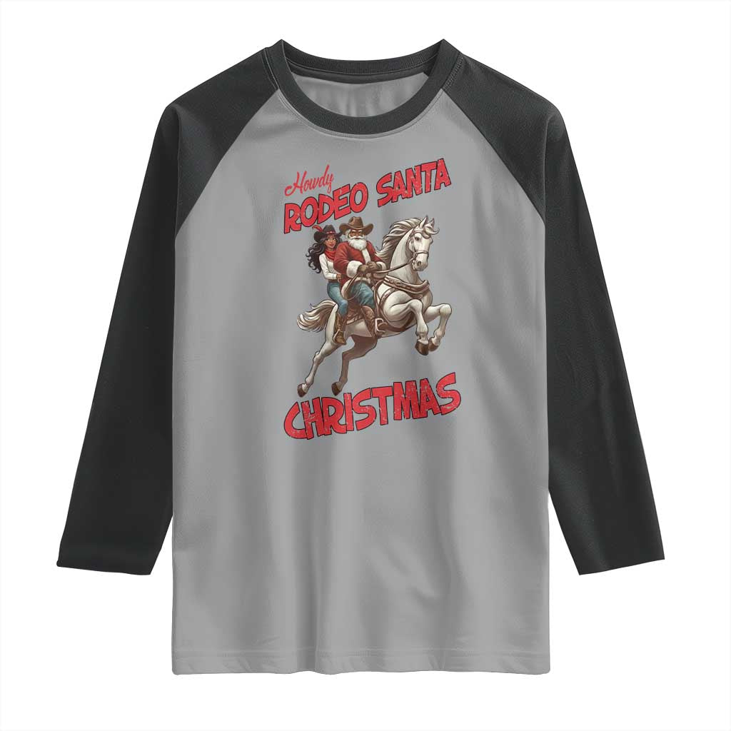 Black Cowboy Santa Christmas Raglan Shirt African American Western TS14 Sport Gray Black Print Your Wear