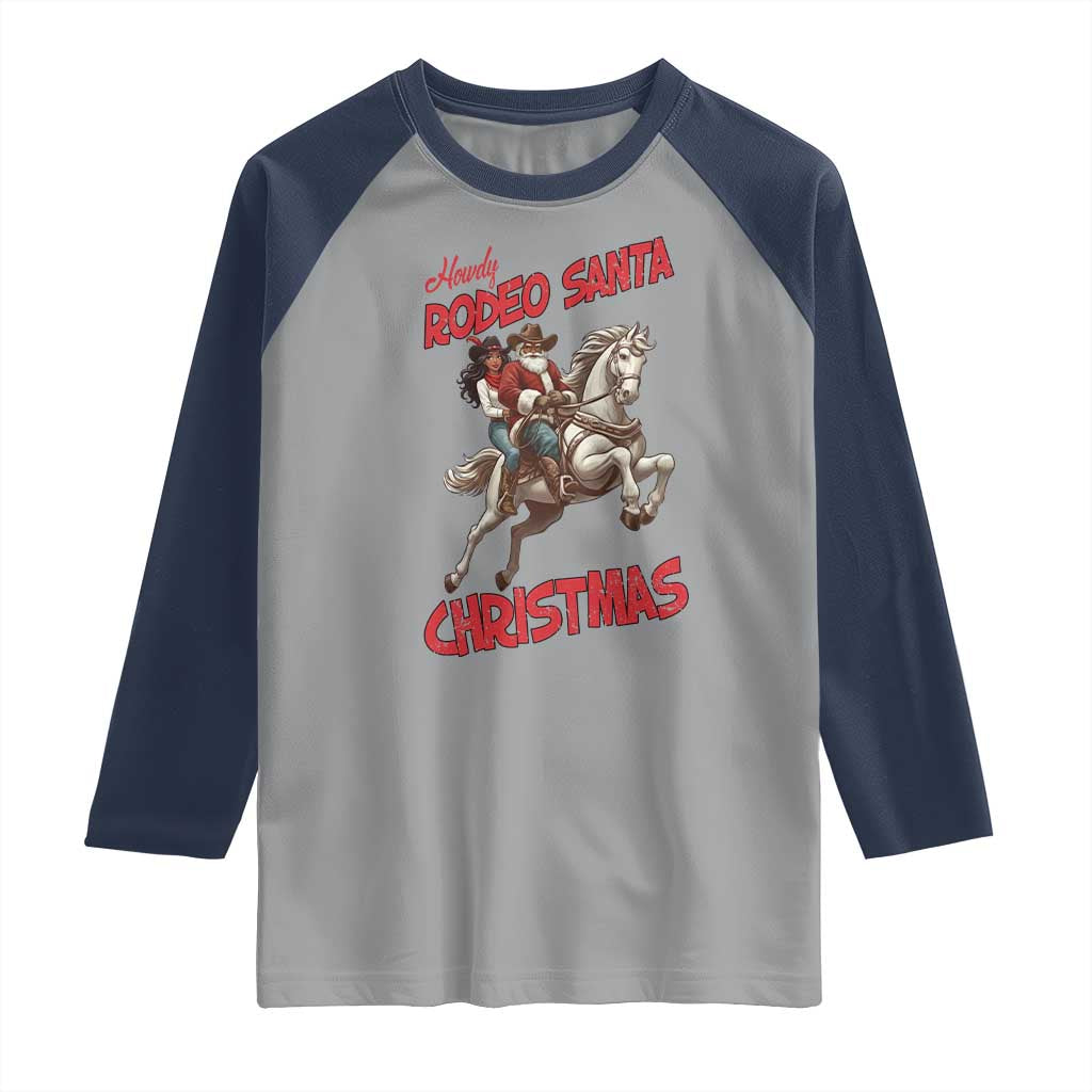 Black Cowboy Santa Christmas Raglan Shirt African American Western TS14 Sport Gray Navy Print Your Wear