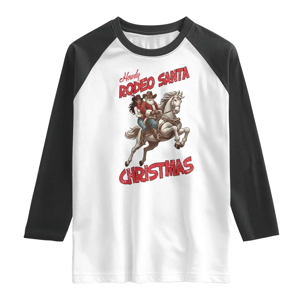 Black Cowboy Santa Christmas Raglan Shirt African American Western TS14 White Black Print Your Wear
