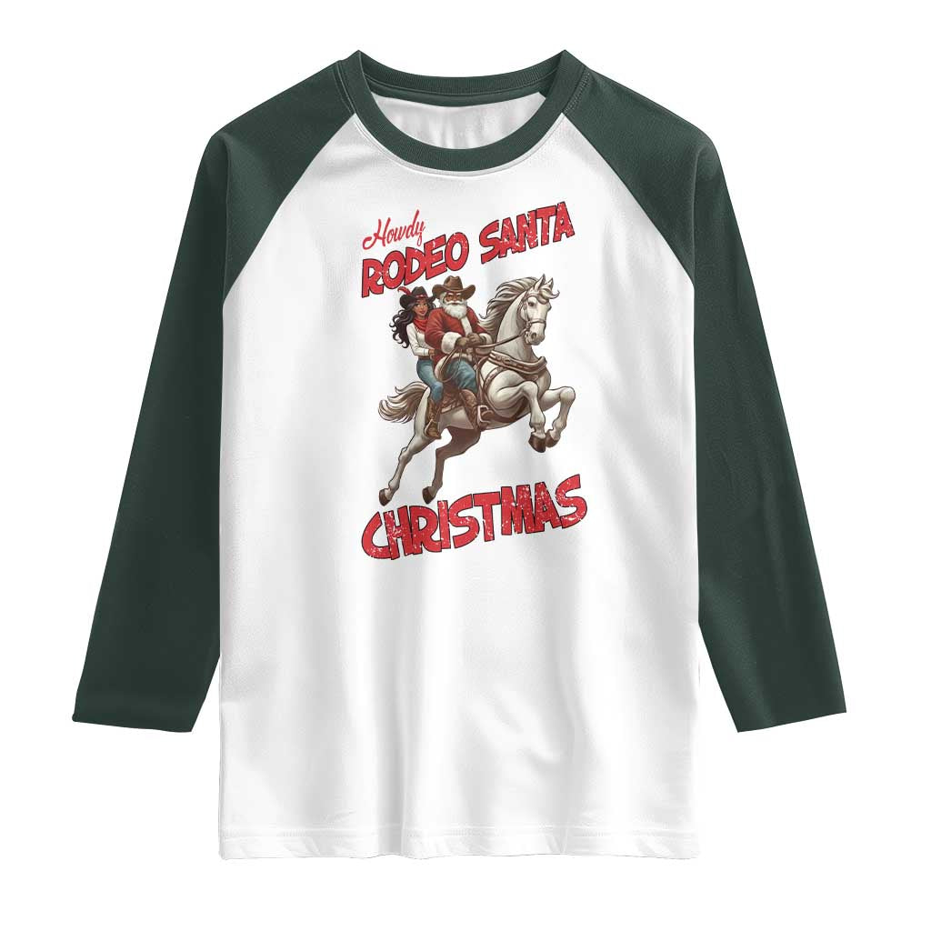 Black Cowboy Santa Christmas Raglan Shirt African American Western TS14 White Dark Forest Green Print Your Wear