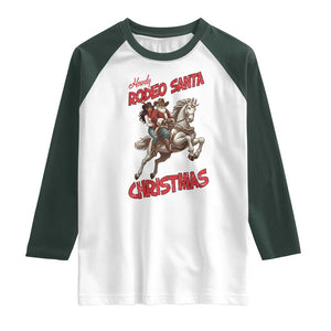 Black Cowboy Santa Christmas Raglan Shirt African American Western TS14 White Dark Forest Green Print Your Wear