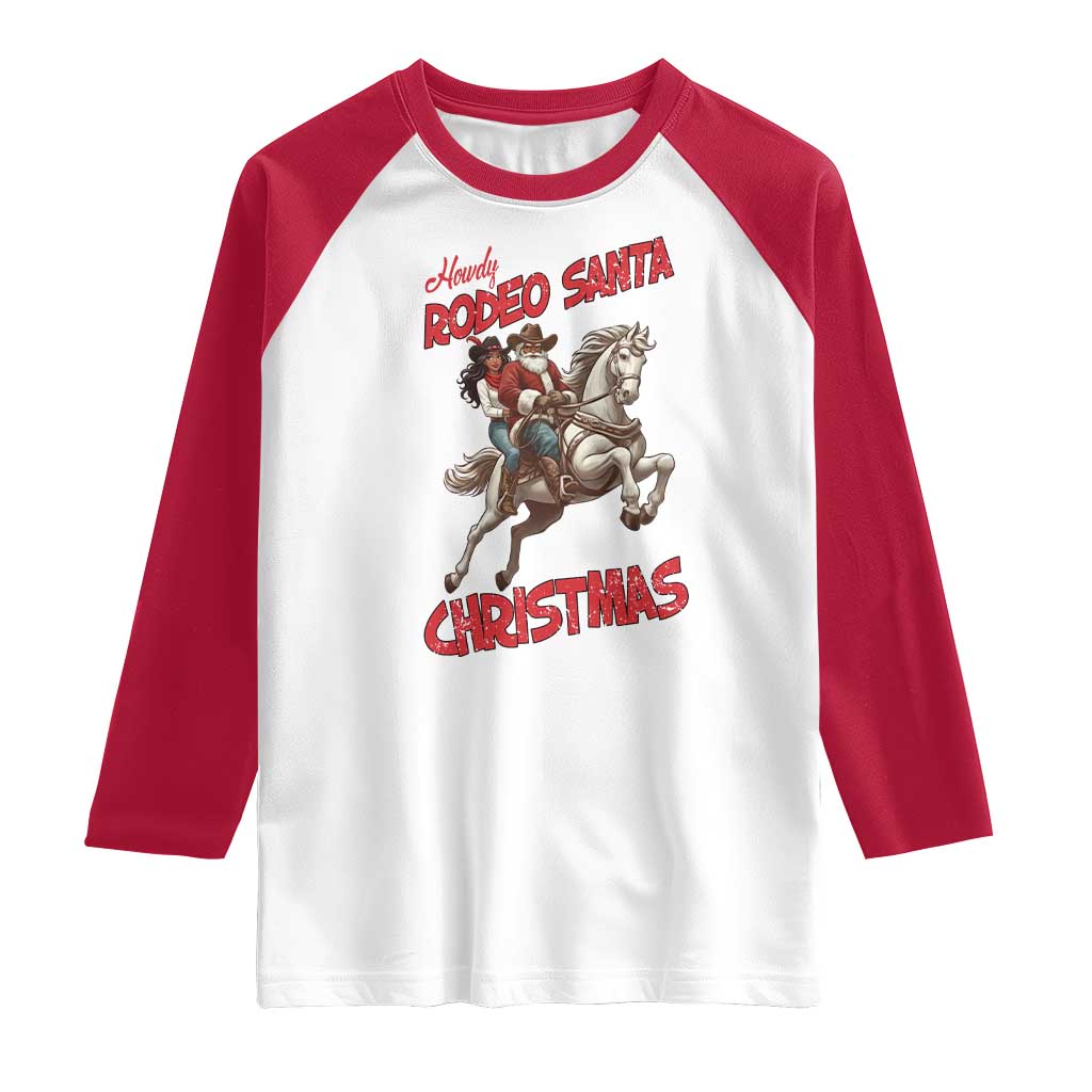 Black Cowboy Santa Christmas Raglan Shirt African American Western TS14 White Red Print Your Wear
