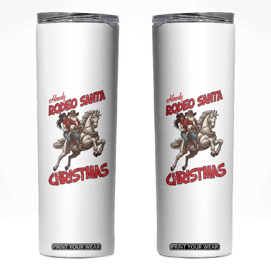 Black Cowboy Santa Christmas Skinny Tumbler African American Western - Print Your Wear