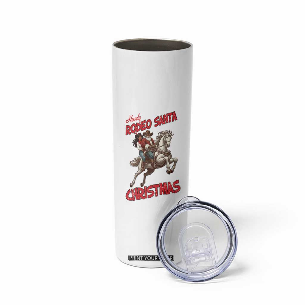 Black Cowboy Santa Christmas Skinny Tumbler African American Western - Print Your Wear