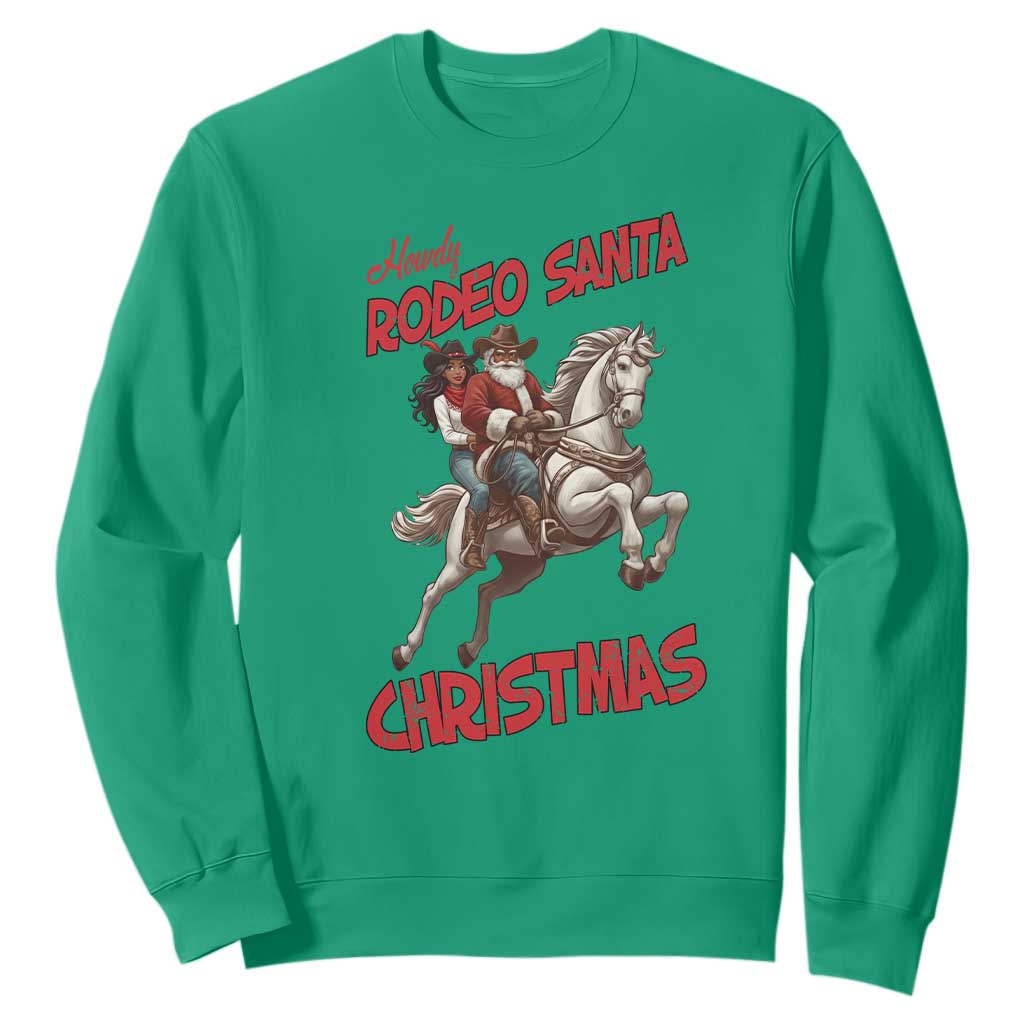 Black Cowboy Santa Christmas Sweatshirt African American Western - Print Your Wear