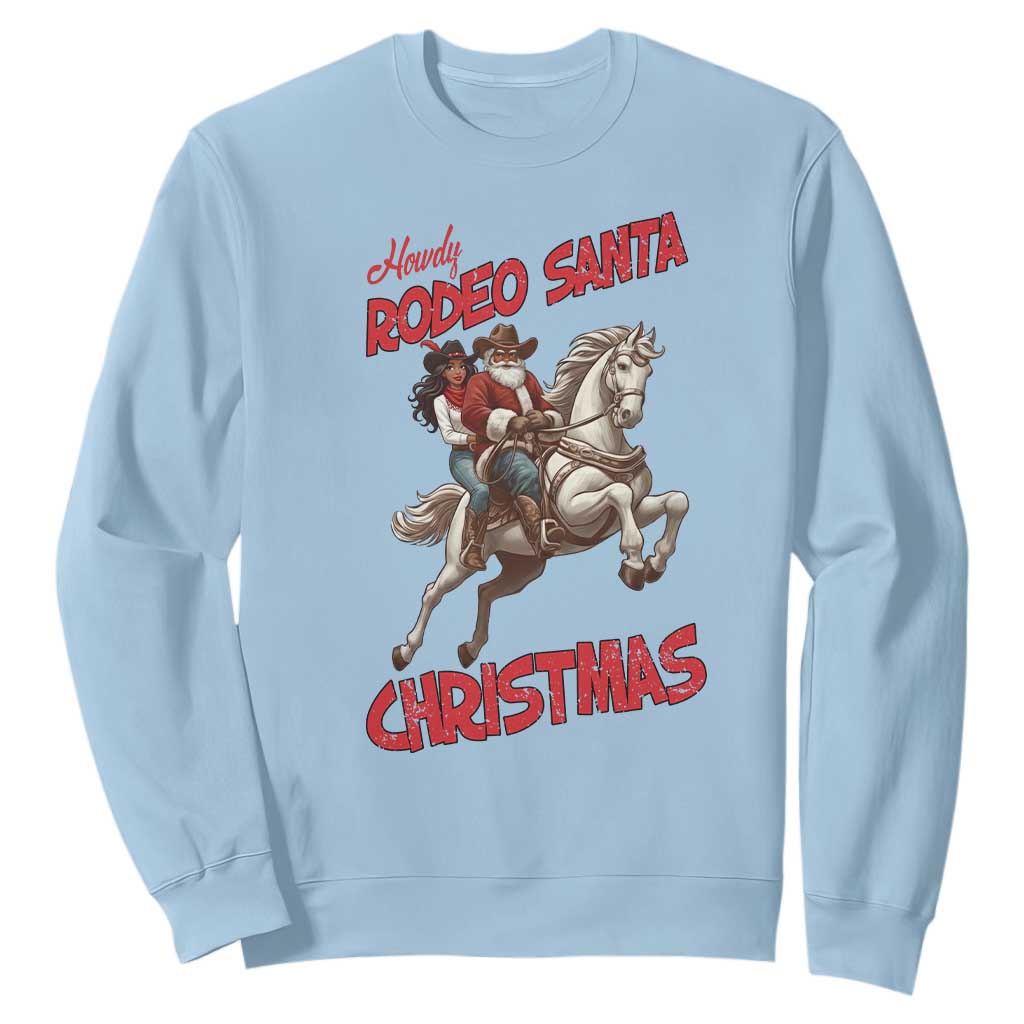 Black Cowboy Santa Christmas Sweatshirt African American Western TS14 Light Blue Print Your Wear