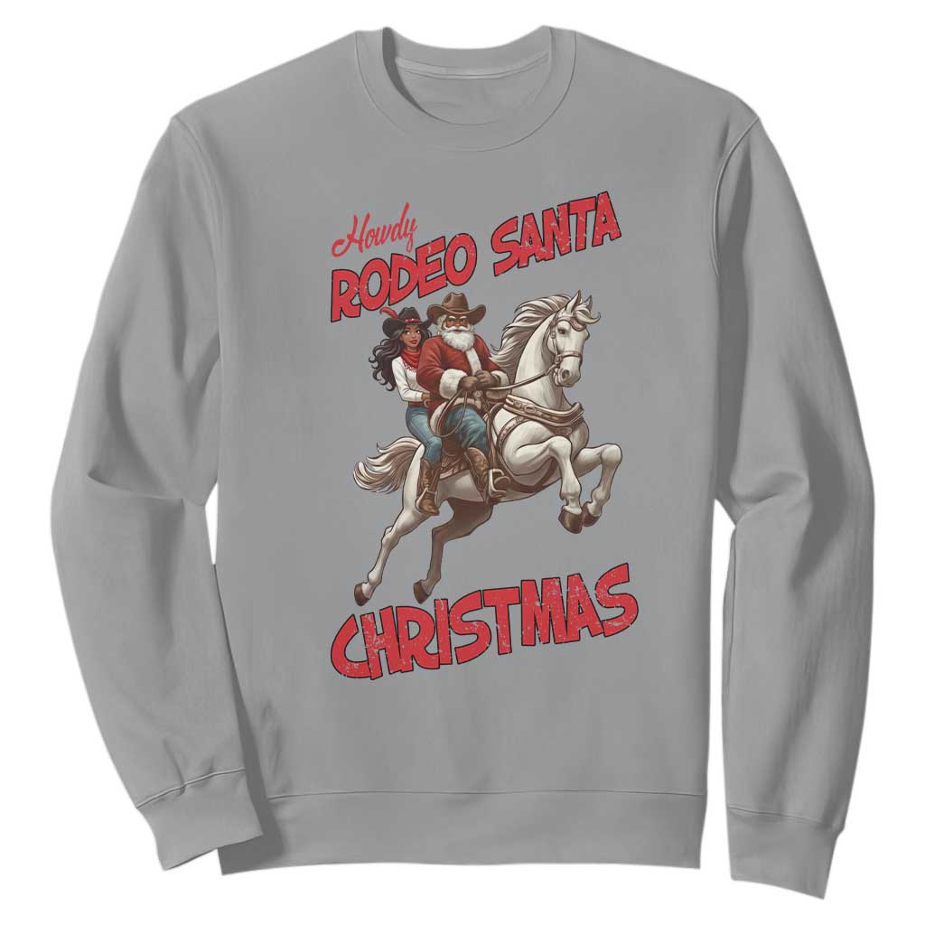 Black Cowboy Santa Christmas Sweatshirt African American Western - Print Your Wear