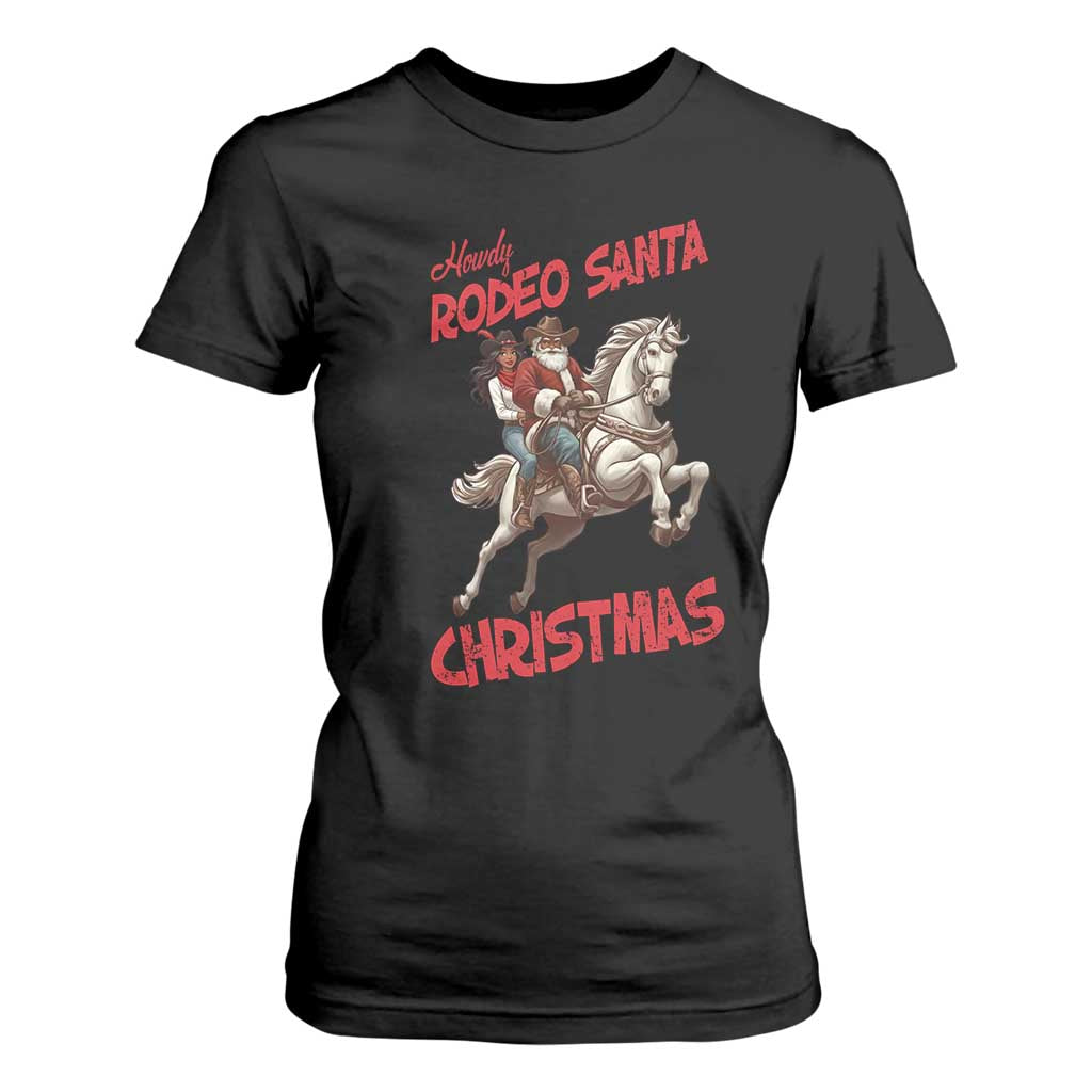 Black Cowboy Santa Christmas T Shirt For Women African American Western - Print Your Wear