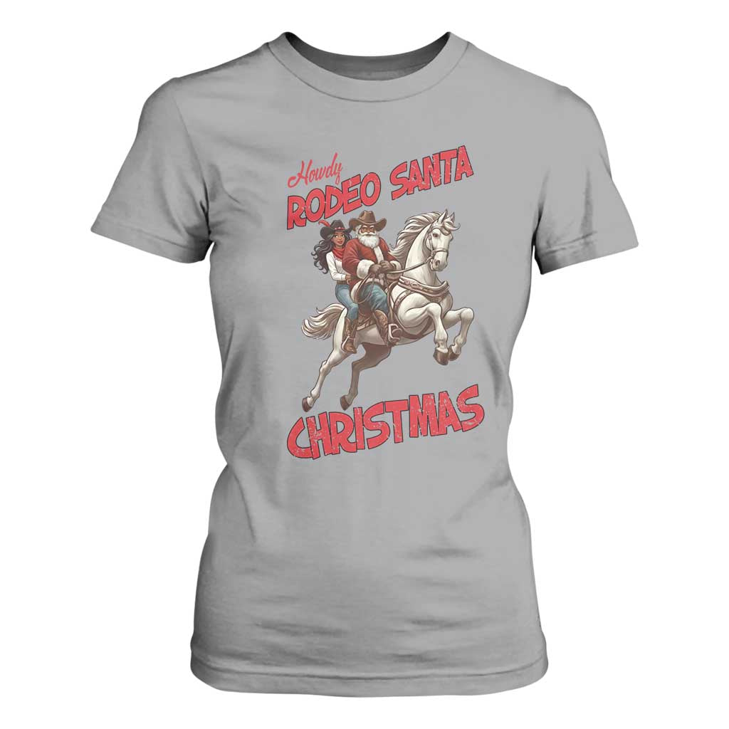 Black Cowboy Santa Christmas T Shirt For Women African American Western - Print Your Wear