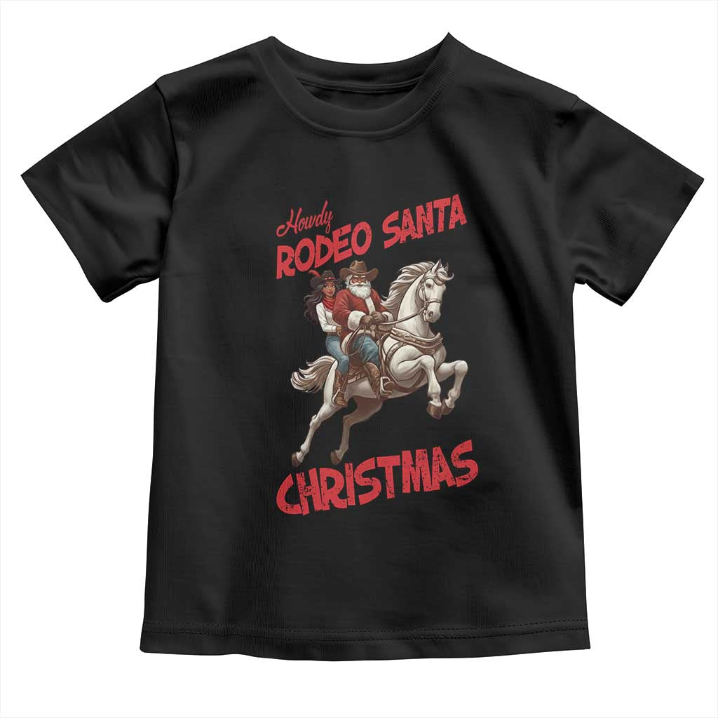Black Cowboy Santa Christmas Toddler T Shirt African American Western - Print Your Wear