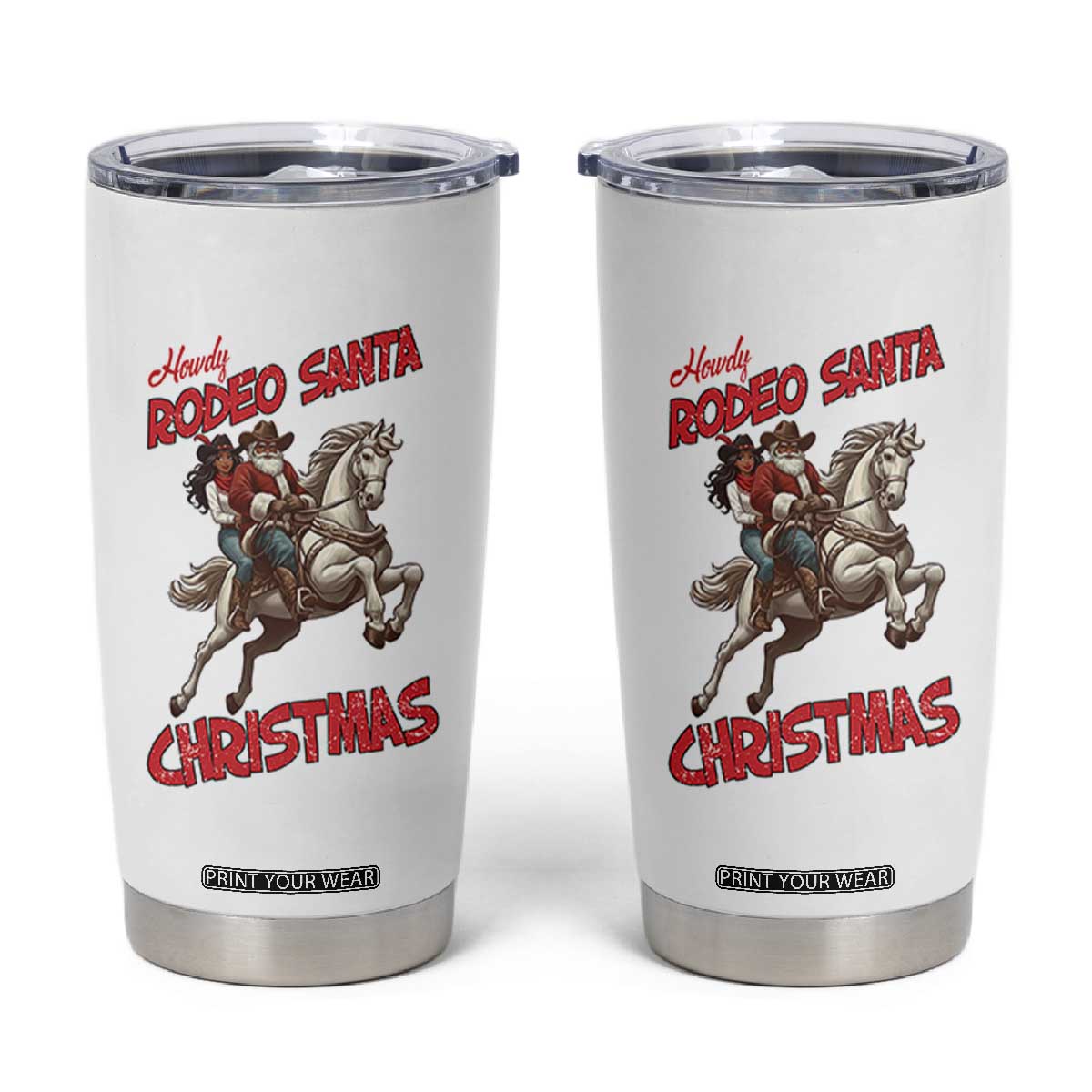 Black Cowboy Santa Christmas Tumbler Cup African American Western - Print Your Wear