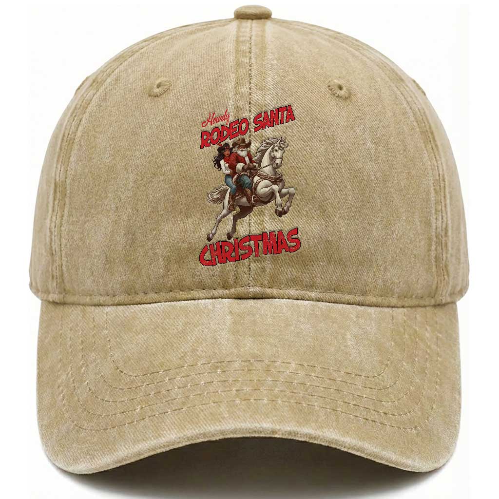 Black Cowboy Santa Christmas Washed Cotton Baseball Cap African American Western TS14 Washed Cap Universal Fit Khaki Print Your Wear