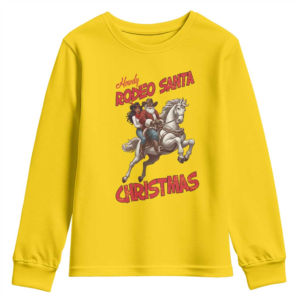Black Cowboy Santa Christmas Youth Sweatshirt African American Western - Print Your Wear