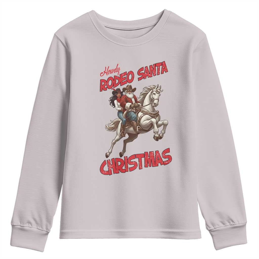 Black Cowboy Santa Christmas Youth Sweatshirt African American Western - Print Your Wear