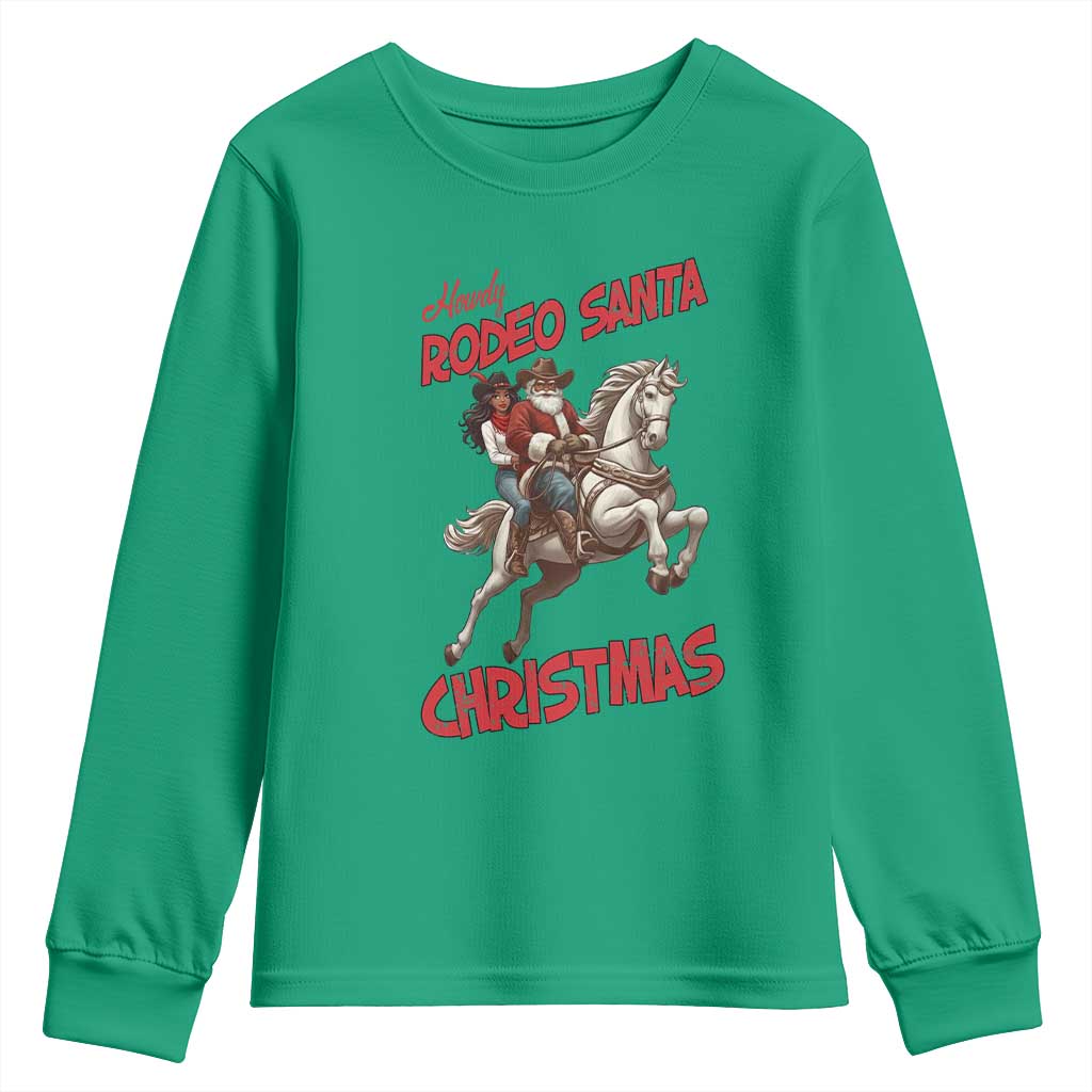 Black Cowboy Santa Christmas Youth Sweatshirt African American Western - Print Your Wear
