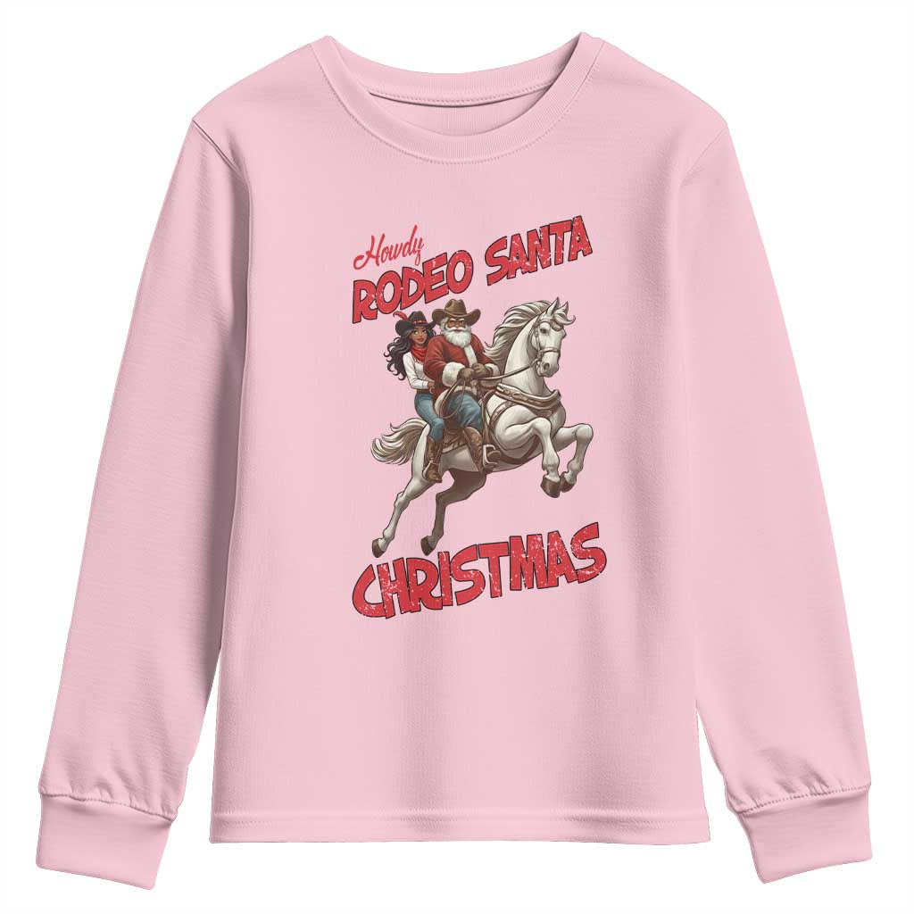 Black Cowboy Santa Christmas Youth Sweatshirt African American Western TS14 Light Pink Print Your Wear