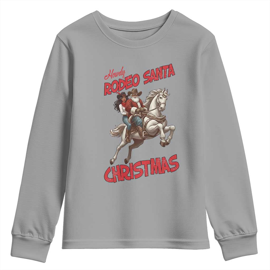 Black Cowboy Santa Christmas Youth Sweatshirt African American Western - Print Your Wear