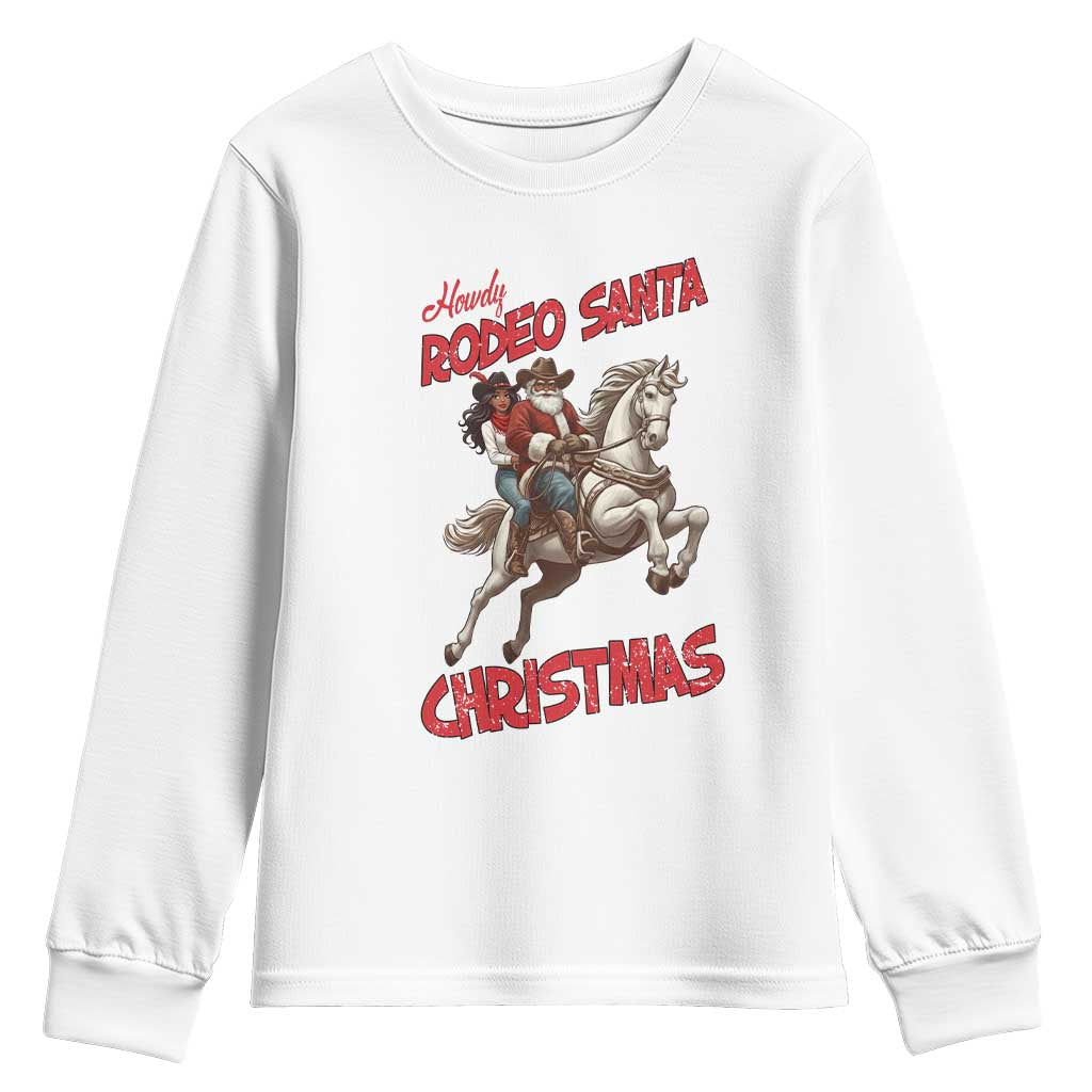 Black Cowboy Santa Christmas Youth Sweatshirt African American Western - Print Your Wear