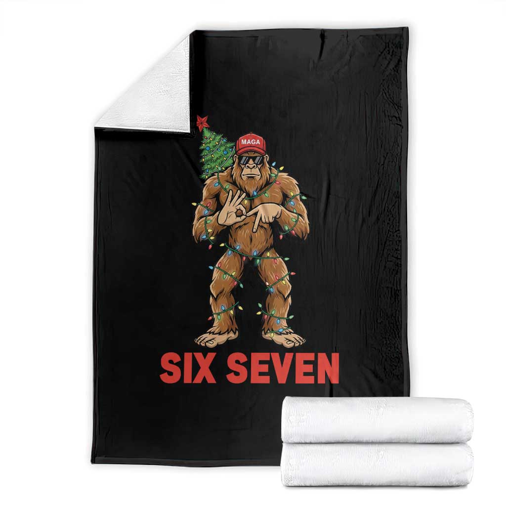 67 Six Seven Throw Blanket Funny Bigfoot Trump Support Christmas TS14 Black Print Your Wear