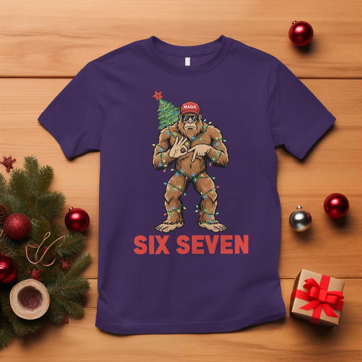 67 Six Seven T Shirt Funny Bigfoot Trump Support Christmas TS14 Purple Print Your Wear