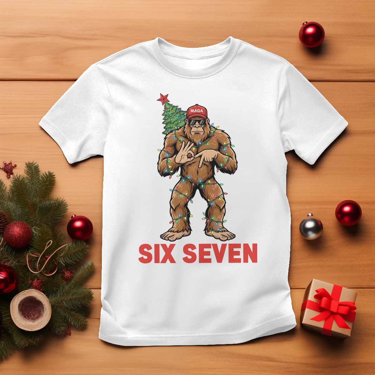 67 Six Seven T Shirt Funny Bigfoot Trump Support Christmas TS14 White Print Your Wear
