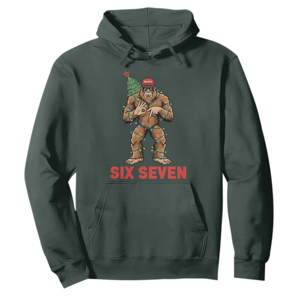 67 Six Seven Hoodie Funny Bigfoot Trump Support Christmas TS14 Dark Forest Green Print Your Wear