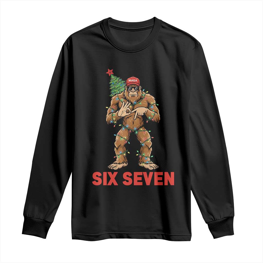 67 Six Seven Long Sleeve Shirt Funny Bigfoot Trump Support Christmas TS14 Black Print Your Wear