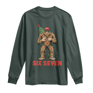 67 Six Seven Long Sleeve Shirt Funny Bigfoot Trump Support Christmas TS14 Dark Forest Green Print Your Wear