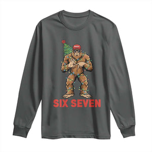 67 Six Seven Long Sleeve Shirt Funny Bigfoot Trump Support Christmas TS14 Dark Heather Print Your Wear