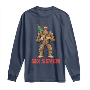 67 Six Seven Long Sleeve Shirt Funny Bigfoot Trump Support Christmas TS14 Navy Print Your Wear