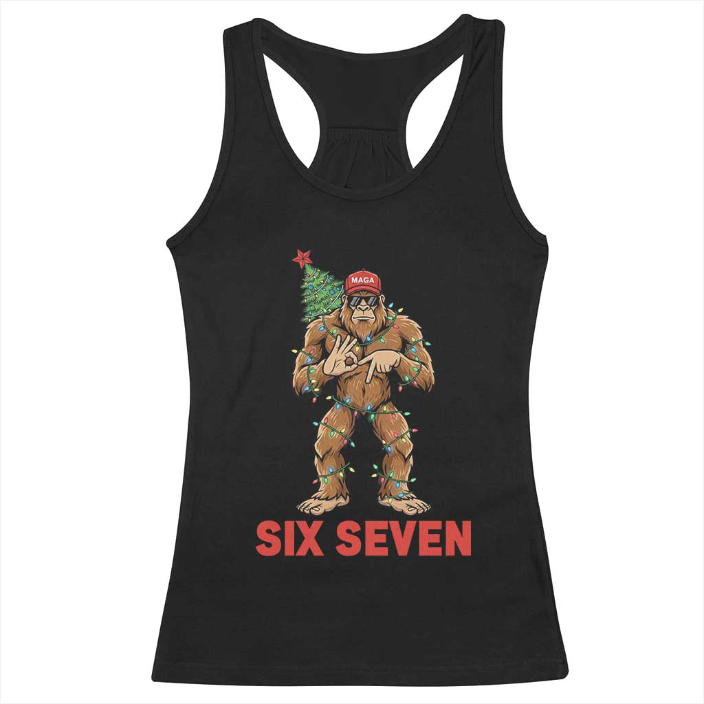 67 Six Seven Racerback Tank Top Funny Bigfoot Trump Support Christmas TS14 Black Print Your Wear