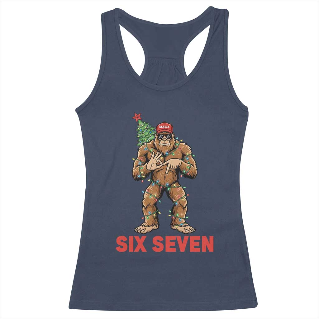 67 Six Seven Racerback Tank Top Funny Bigfoot Trump Support Christmas TS14 Navy Print Your Wear