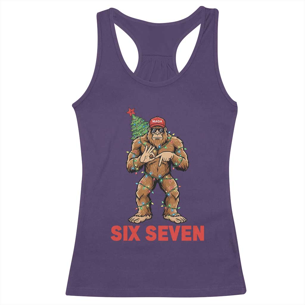 67 Six Seven Racerback Tank Top Funny Bigfoot Trump Support Christmas TS14 Purple Print Your Wear