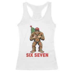 67 Six Seven Racerback Tank Top Funny Bigfoot Trump Support Christmas TS14 White Print Your Wear