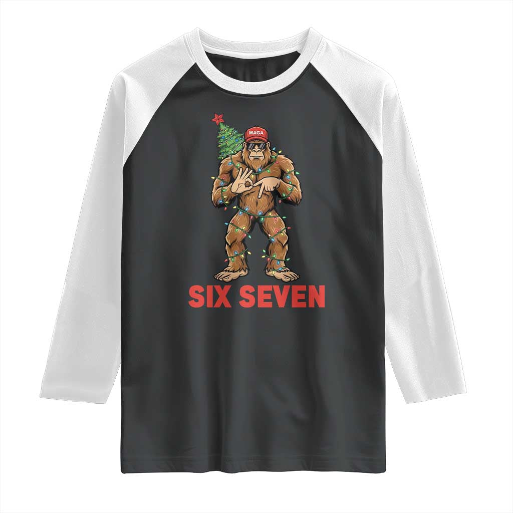 67 Six Seven Raglan Shirt Funny Bigfoot Trump Support Christmas TS14 Black White Print Your Wear