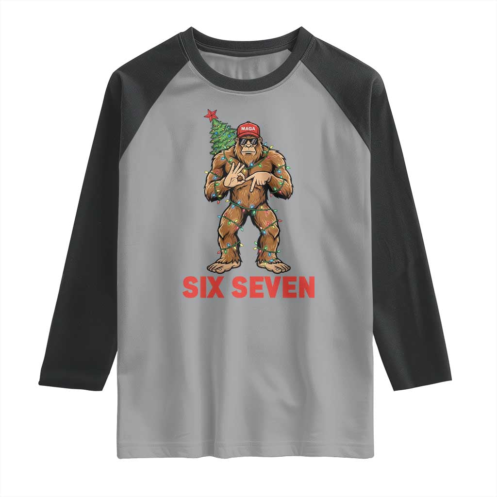 67 Six Seven Raglan Shirt Funny Bigfoot Trump Support Christmas TS14 Sport Gray Black Print Your Wear
