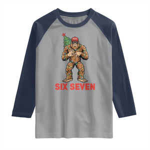 67 Six Seven Raglan Shirt Funny Bigfoot Trump Support Christmas TS14 Sport Gray Navy Print Your Wear