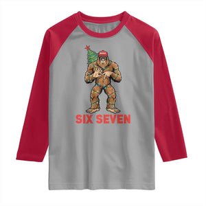 67 Six Seven Raglan Shirt Funny Bigfoot Trump Support Christmas TS14 Sport Gray Red Print Your Wear