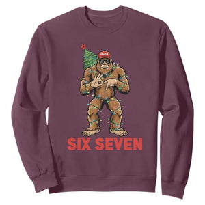 67 Six Seven Sweatshirt Funny Bigfoot Trump Support Christmas TS14 Maroon Print Your Wear