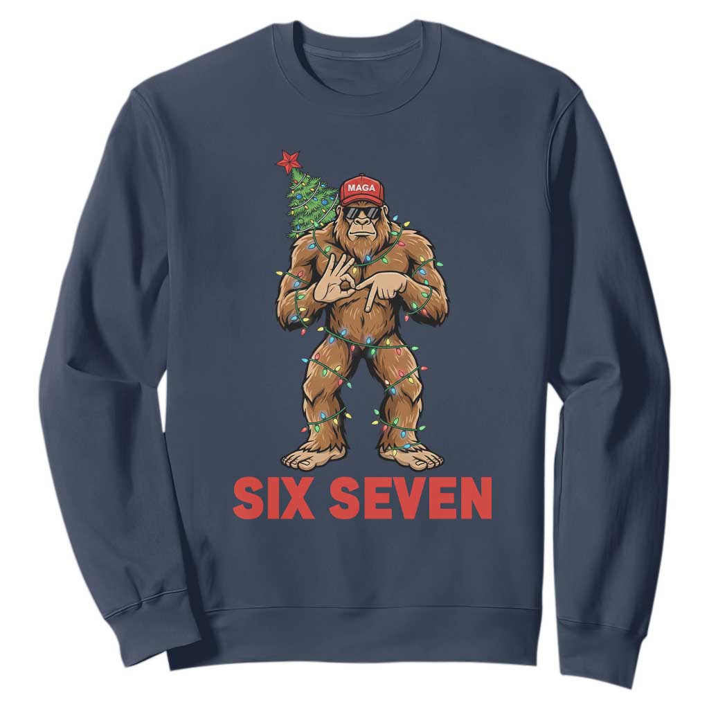 67 Six Seven Sweatshirt Funny Bigfoot Trump Support Christmas TS14 Navy Print Your Wear