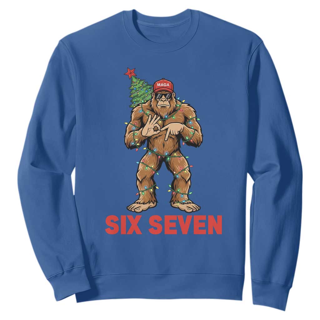 67 Six Seven Sweatshirt Funny Bigfoot Trump Support Christmas TS14 Royal Blue Print Your Wear