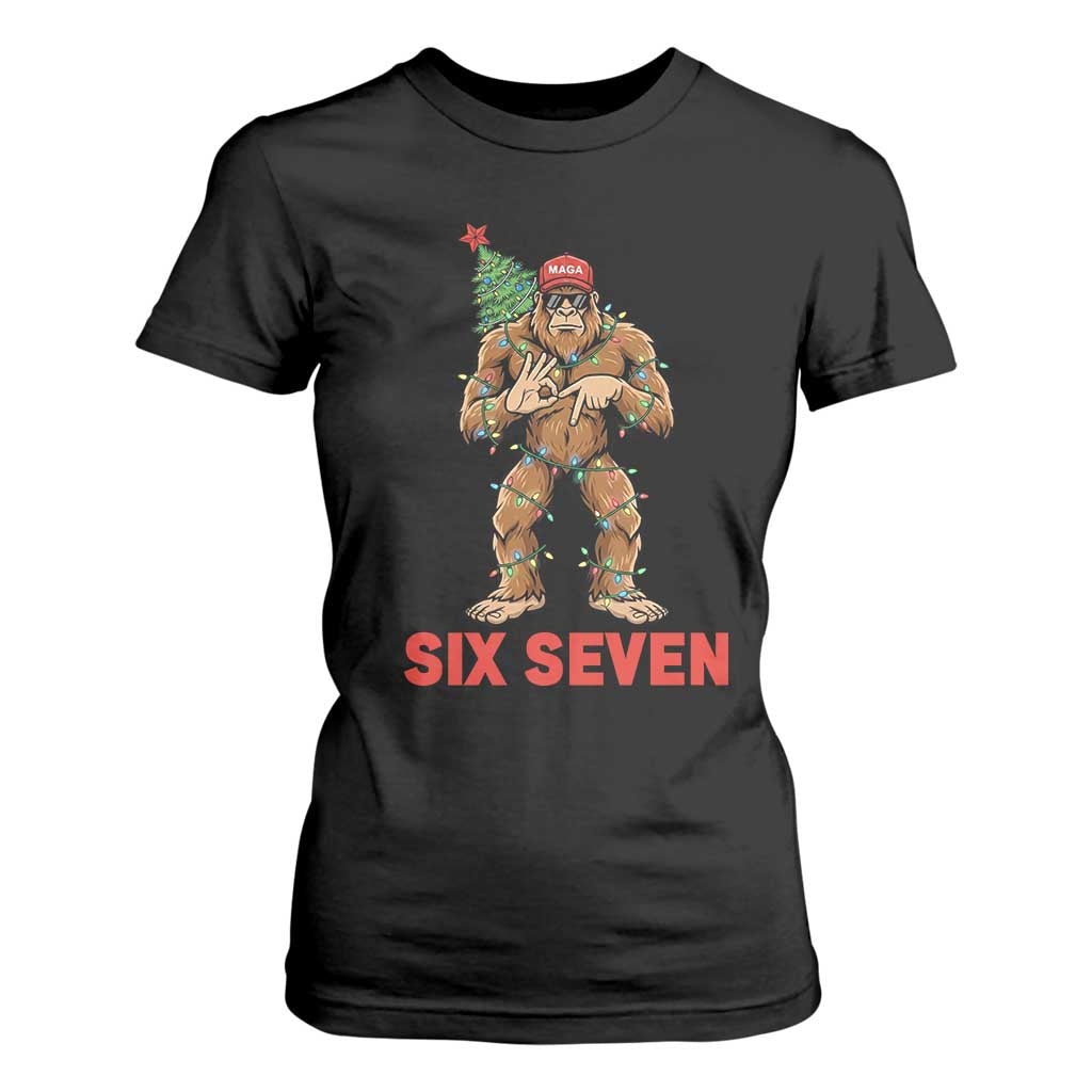 67 Six Seven T Shirt For Women Funny Bigfoot Trump Support Christmas TS14 Black Print Your Wear