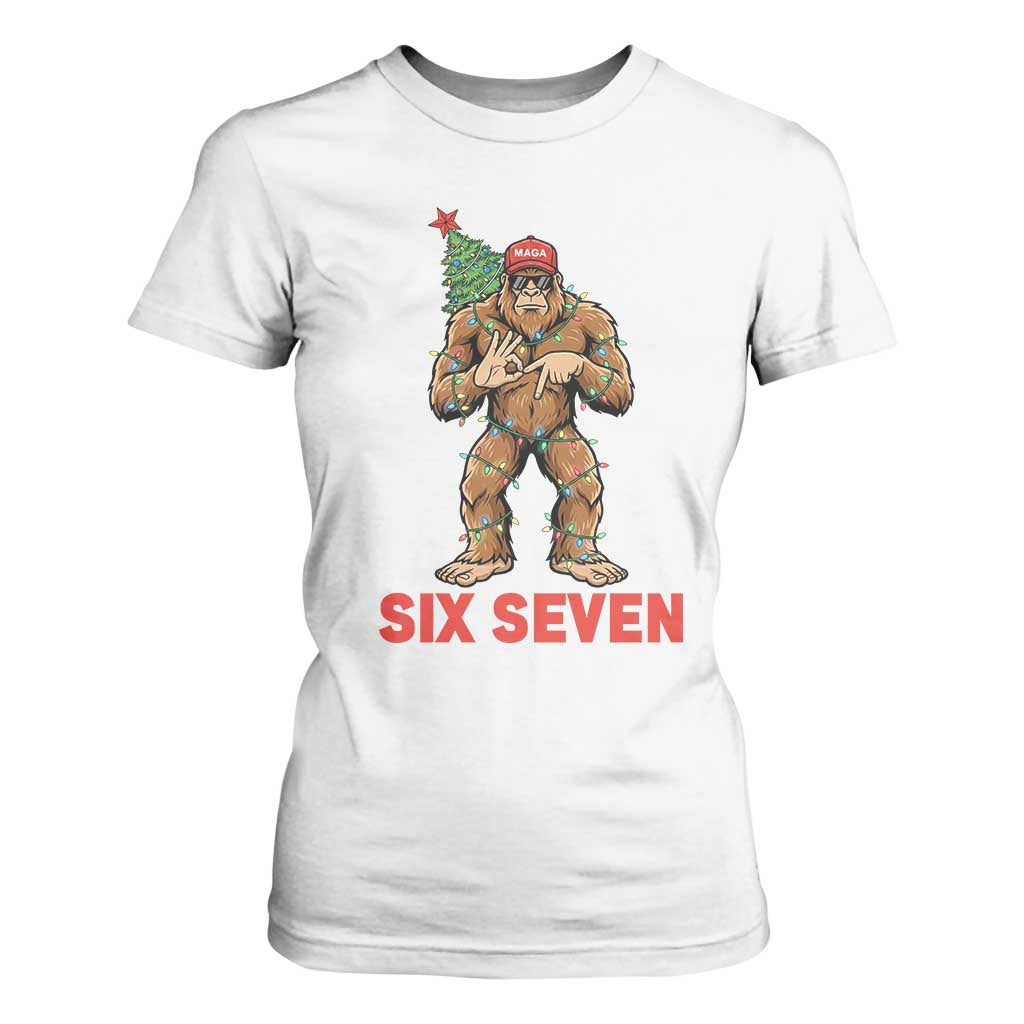 67 Six Seven T Shirt For Women Funny Bigfoot Trump Support Christmas TS14 White Print Your Wear