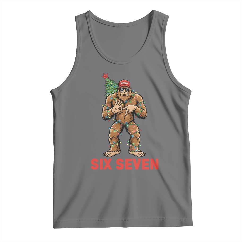67 Six Seven Tank Top Funny Bigfoot Trump Support Christmas TS14 Black Heather Print Your Wear